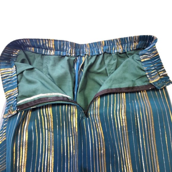 Blue Sequin Sari With Blouse- Ready To Wear Adjustable Elastic Waistband - Picture 6 of 14